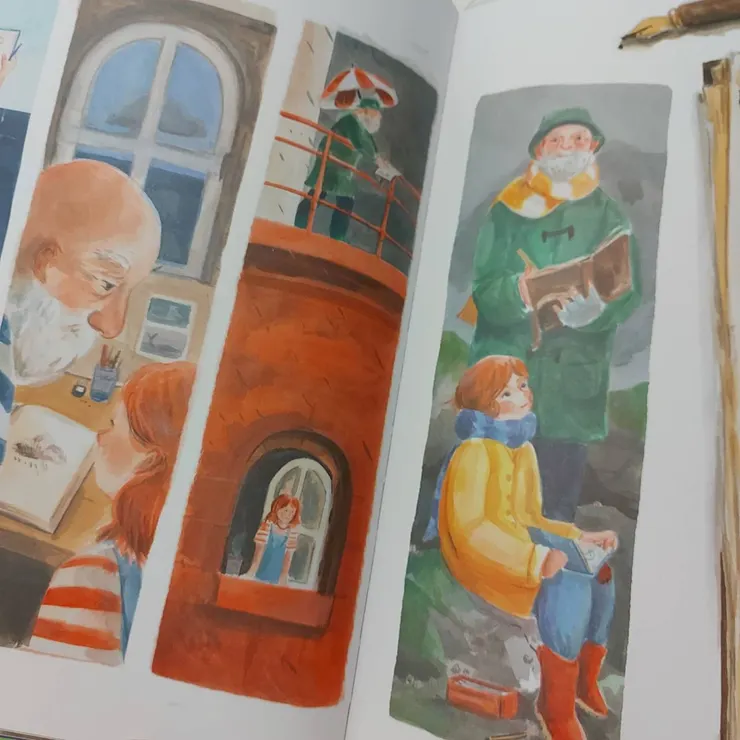 伊娃和爺爺一起體驗燈塔管理員的工作