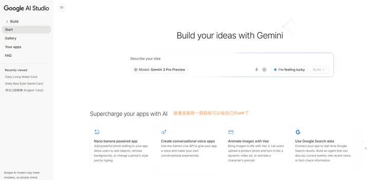 Google AI Studio 畫面