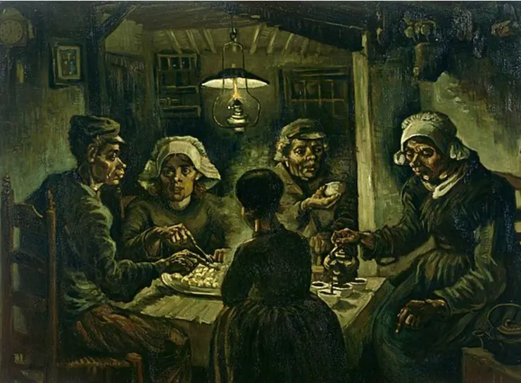 文森梵谷 食薯者 油畫 繪於1885年 網路照片