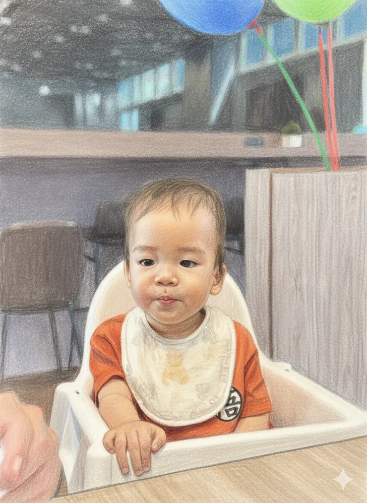 看著爸爸準備水果，吞著口水的多多