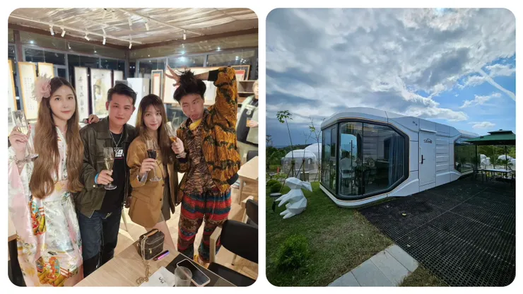 眾多網紅在丹內奢華莊園共渡美好夜晚，對宿禧家的設備、結構與外觀都表示一級棒。(圖／鷹傳媒提供)