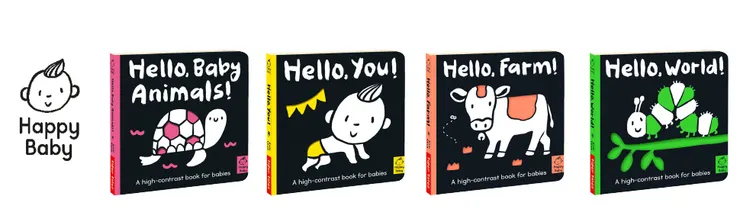 肯妮與英國Tiger Tales出版社合作的Happy Baby系列硬頁書（圖片取自：Amazon）