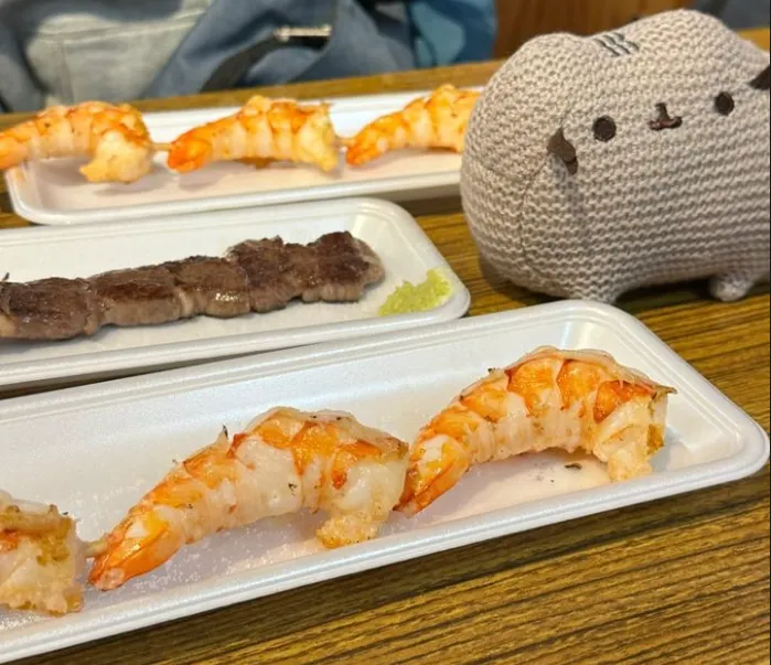 鱧秀的烤蝦&神戶牛