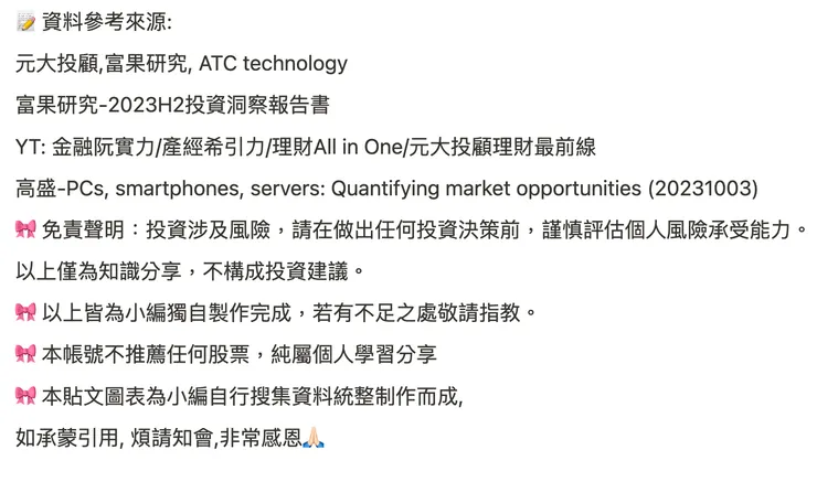 資料參考及免責聲明