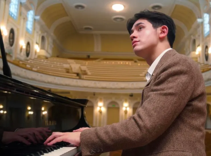 圖說:喬治·哈里奧諾獲丹尼斯·馬祖耶夫盛讚:音樂才華與未來光明。(圖/Chansontpe香頌室內樂團)