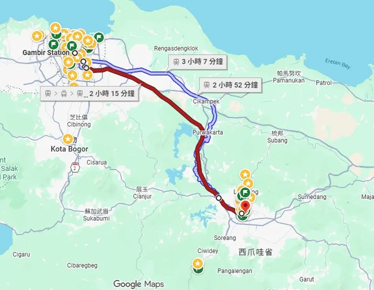 萬隆路線(火車藍色)