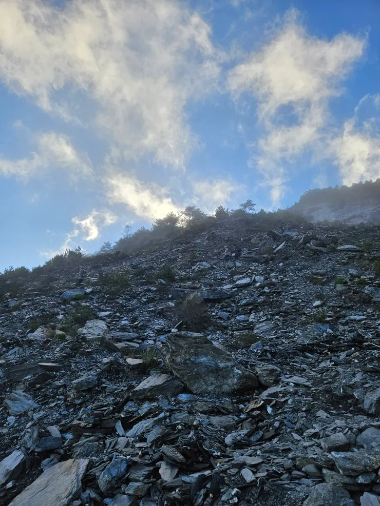 關山嶺山登山口是這種碎石坡