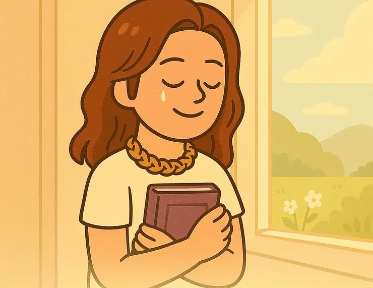 我不再跪著哭， 而是坐著靜靜地、讓光陪我就好。修行不是變神， 是變回那個可以哭，也可以愛的自己。