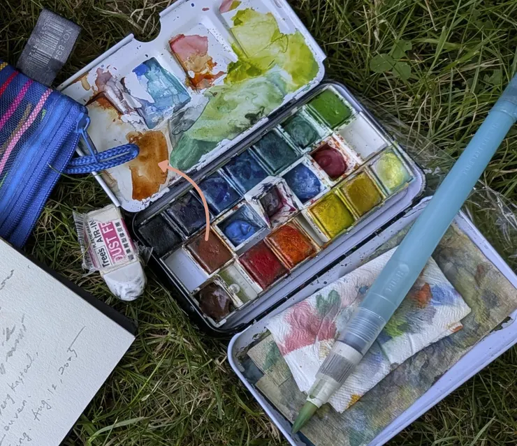 Zora 的寫生調色盤。(Photo: Zora @ Leuven, Belgium. Aug 12, 2025)