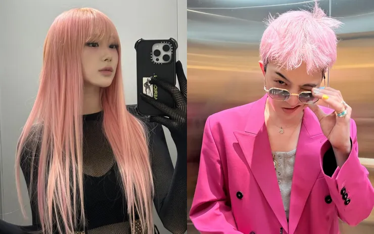 圖說：aespa Giselle的粉櫻色長直髮搭配粉色高位腮紅，凸顯柔美中的冷艷氣質。引領時代潮流的GD（權志龍）經典粉色造型，不僅能溫柔支持臉部的氣色呈現，更散發出明亮且幸福的動感暖意。（資料來源：IG－＠aerichandesu／＠8lo8lo8lowme）