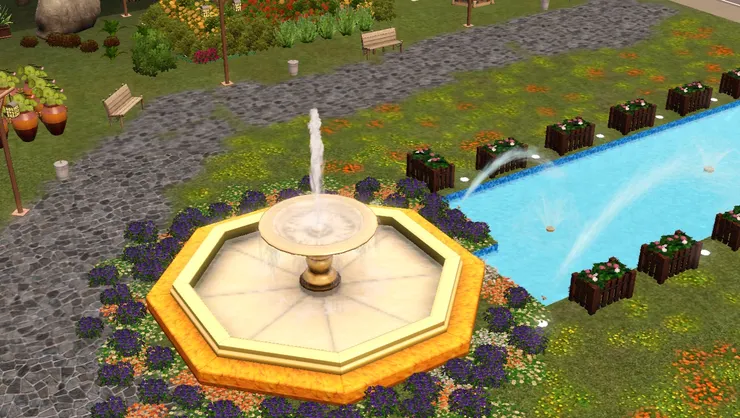 這個金光閃閃的噴泉是整個公園的焦點！