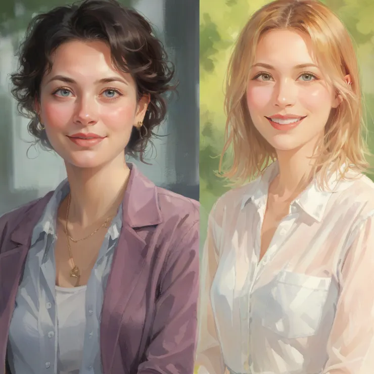 AI生成同齡女子,左:無趣的靈魂;右:有趣的靈魂