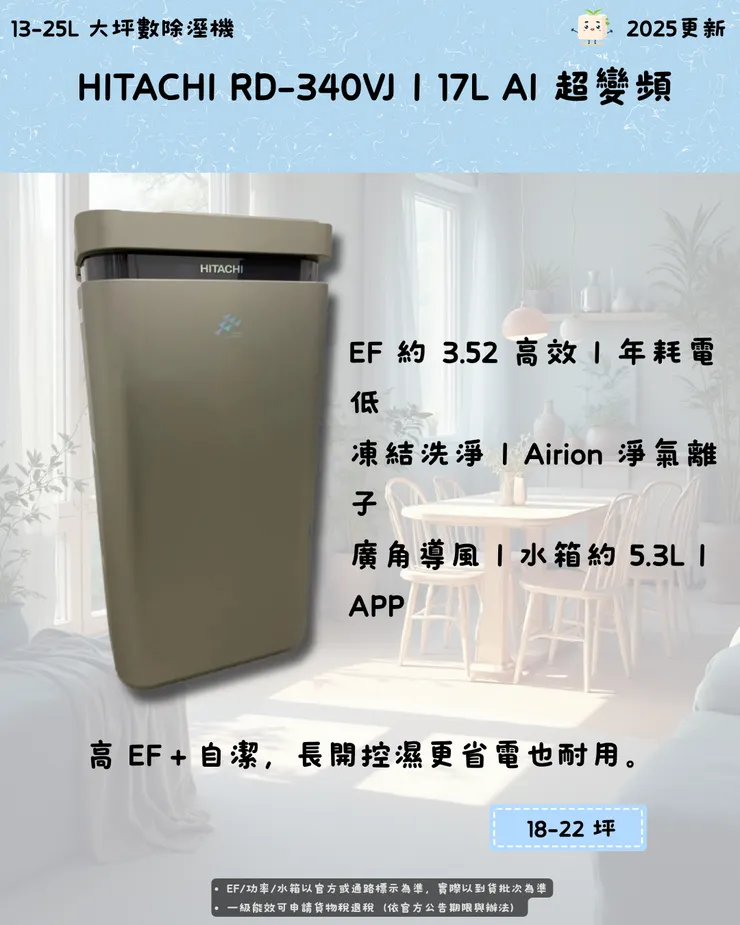 HITACHI RD-340VJ|17L AI 變頻