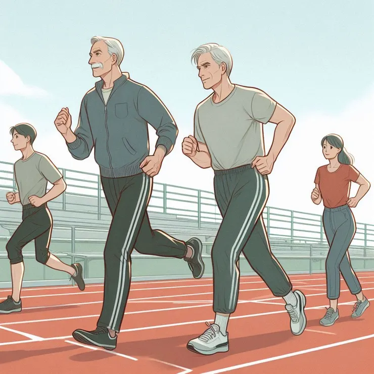 跑步健走示意圖:成功人士每天跑步或健走,數十年如一日。(圖片來源:Copilot AI 生成圖)