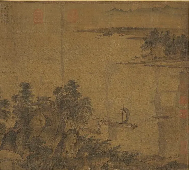 《江山小景圖》(局部),李唐,絹本設色,497x168.7cm,國立故宮博物院藏
