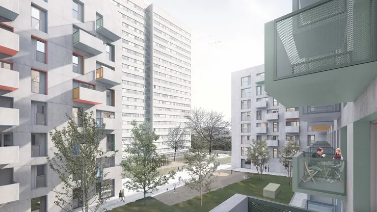 柏林米特區漁人島(Fischerinsel)新社會住宅建案示意圖，預計可提供210個住宅單位