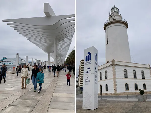 (左)靠近港口的徒步區 (右)馬拉加燈塔