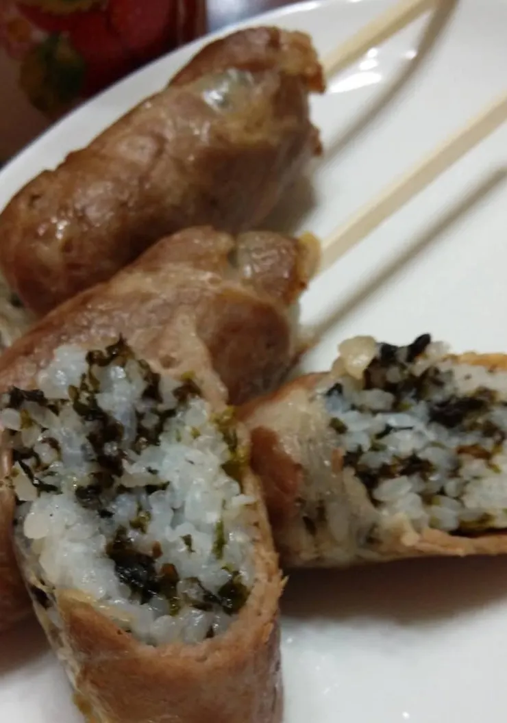 梅花肉的飯糰烤串