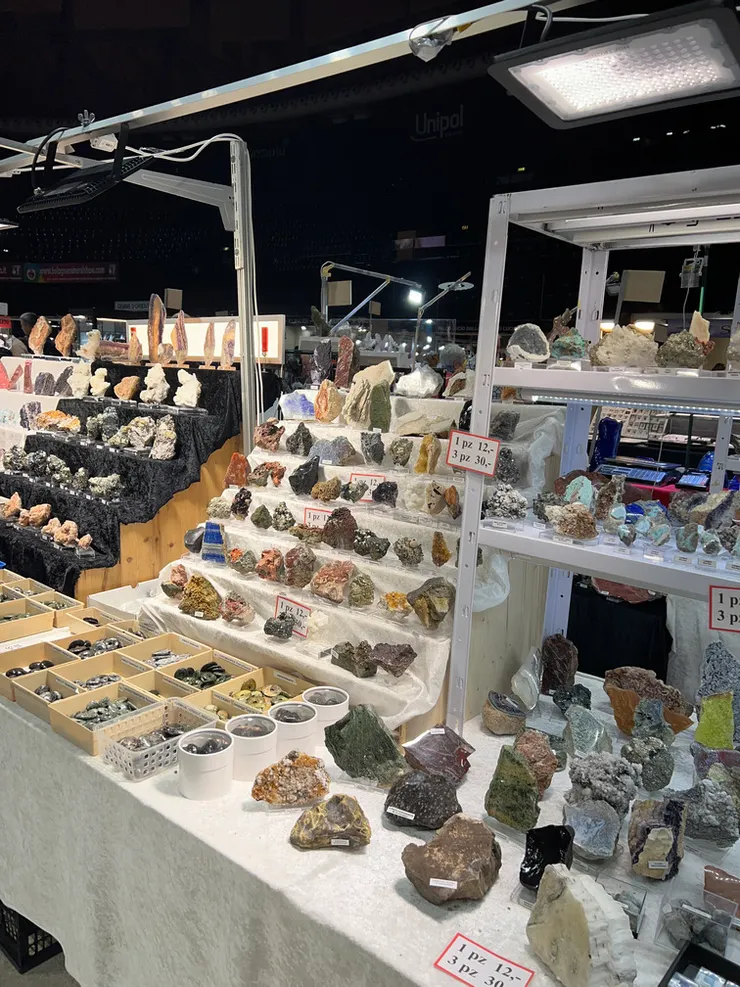 波隆那礦物展上各種礦石都有很適合挖寶