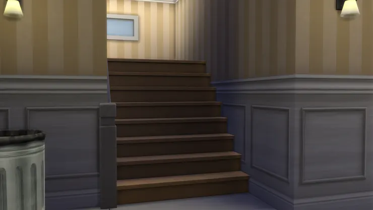 這次樓梯我用了很普通的啡色，看起來像木樓梯，現實裏通常是鋪磚或紙皮石的水泥梯。