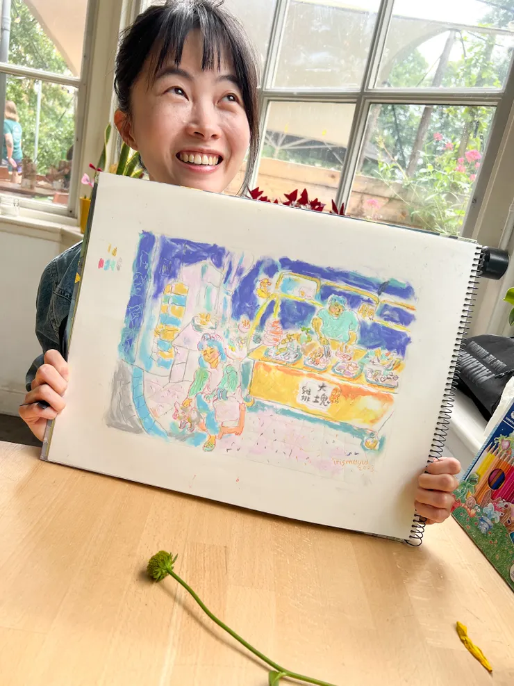 第三次重畫 ，終於在油畫棒找到感覺