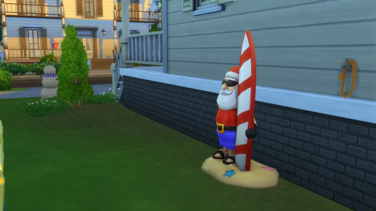 去衝浪的聖誕老人跟泥做的雪人證明這裏沒有下雪。