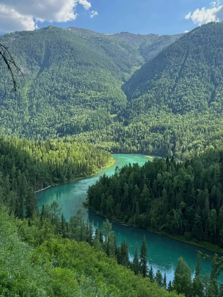 美麗的月亮灣彎曲如新月,如玉帶般延展流入群山中