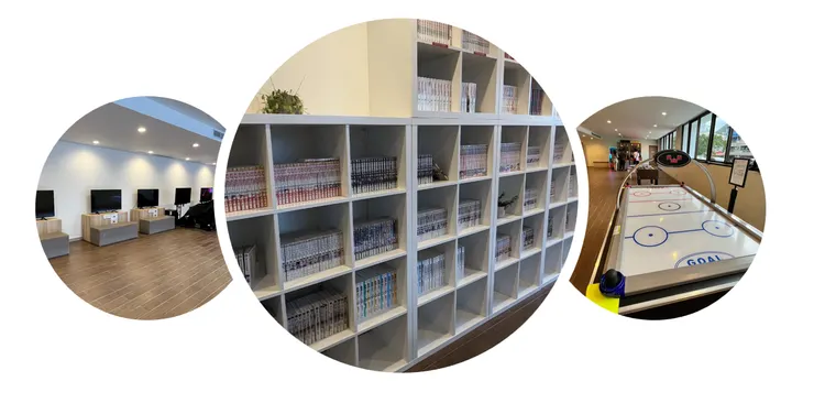 漫畫屋、賽車、Switch、投籃機等