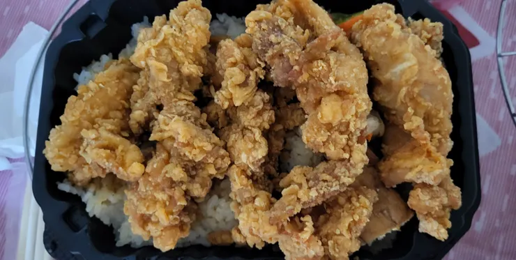 炸雞把飯給淹沒到看不到了