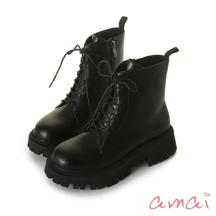 amai 經典百搭厚底馬丁靴 低跟靴 機車靴 