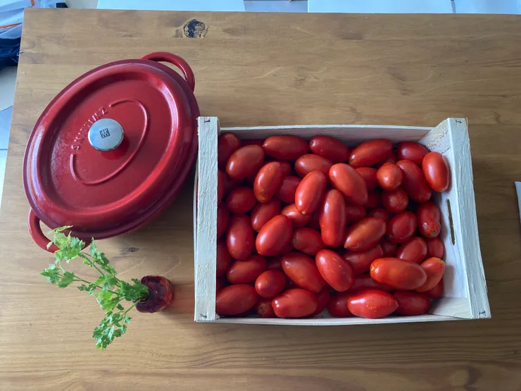 在法國超市賣到一整箱便宜的番茄。