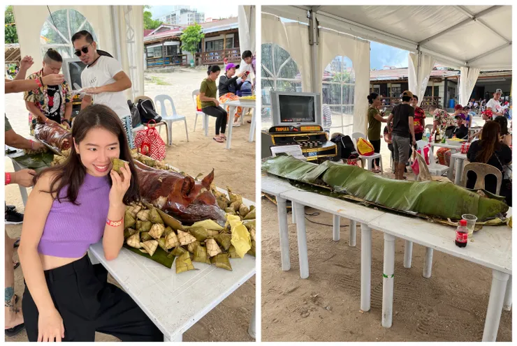 最後附上我與Lechon的合照，以及Lechon完食後被蓋了芭蕉布的樣子