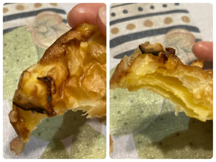 用方法1做成的蘋果派，內餡吃起來比較有甜甜蛋香味