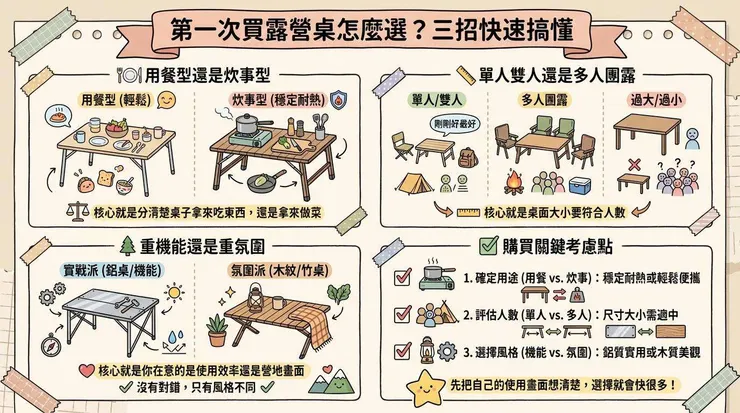 第一次買露營桌怎麼選？三招快速搞懂