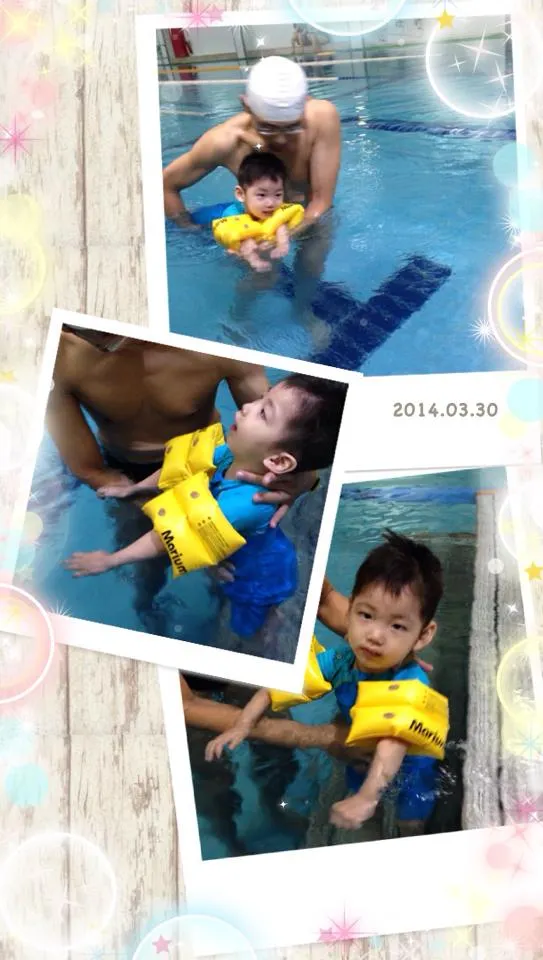 透過水療治療師操刀，老師說使用臂圈即可。