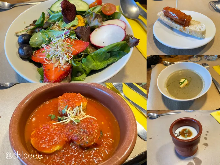 朝聖者晚餐都是套餐，從沙拉到甜點，吃超級飽