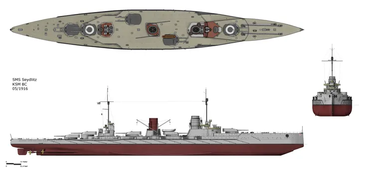 塞德利茨號，以1916年的造型繪製