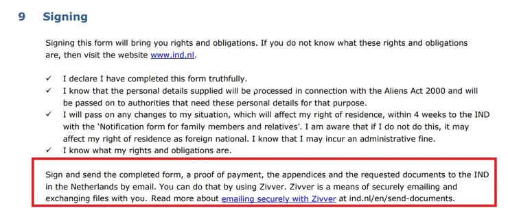 透過Zivver寄email給IND