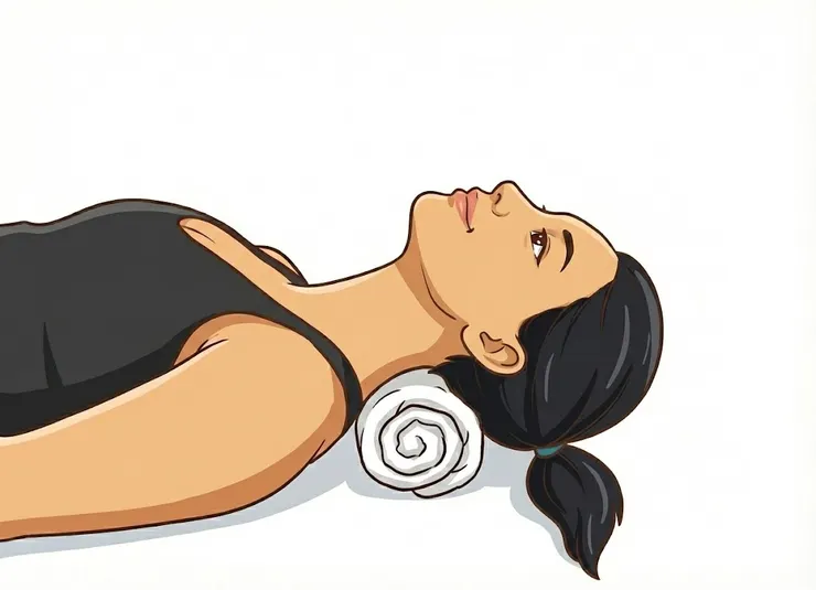 可以用毛巾幫助頸椎伸展