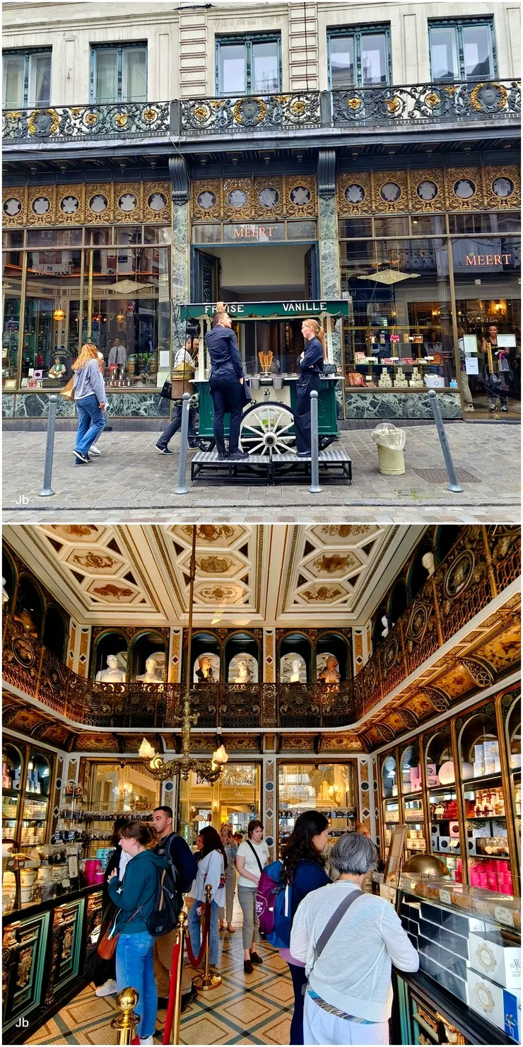 【老城區建築典雅商號應有盡有，侄女品味高帶訪店家俱為上選！創立於1677年的茶點店Méert，其內佈置展示與商品一樣精采。】