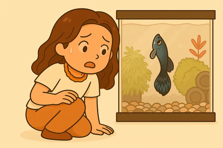 我蹲在魚缸前，第一次看見一個媽媽拼盡全力也要把孩子生下來。原來不同物種，母愛都同樣偉大。