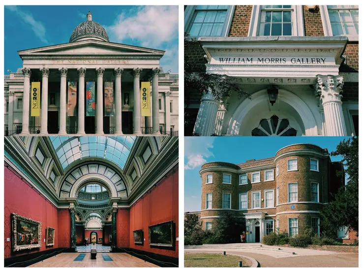 (左)英國國家藝廊(The National Gallery)；(右)威廉•莫里斯藝廊 (William Morris Gallery)