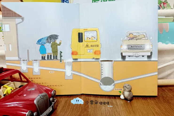 雨水坐著滑水道,要來一趟滑水道之旅囉!