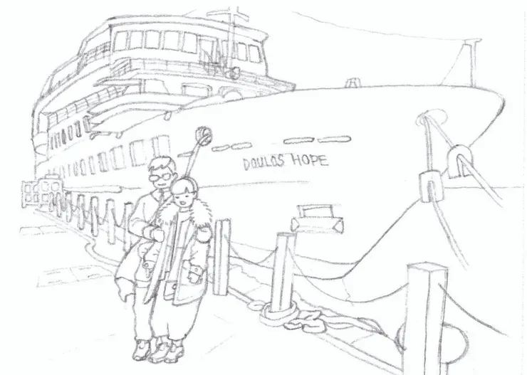 海上圖書館望僕號（Doulos Hope）於基隆港 線稿