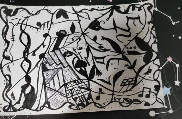 第二次運用纏繞畫方式為基礎