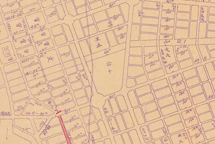 1936年〈高雄市市區擴張計畫圖〉中的十號公園預定地（©國史館臺灣文獻館）
