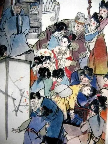 劉旦宅《紅樓夢》插圖 寶玉觸怒其父賈政 被痛打到昏死過去