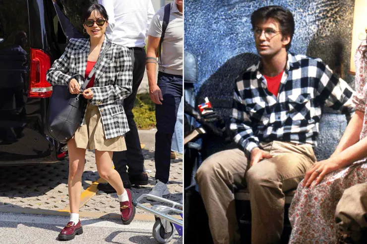 ▲ Jenna Oretga 抵達威尼斯時穿搭參考劇中角色 Adam Maitland。圖片來源：WARNER BROS.