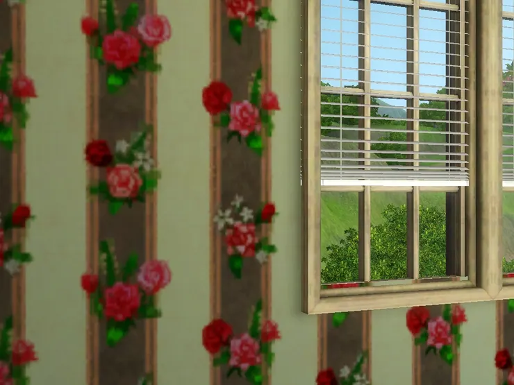 現實中這種滿是玫瑰花的壁紙應該沒有人會用，但我覺得放在這個主人睡房很適合。