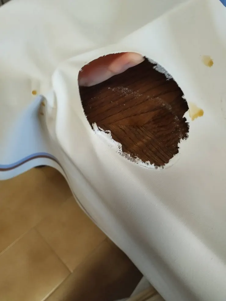 一早和亞隆就先用摩卡咖啡壺,把桌巾燒出一個洞XD